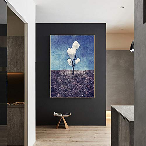 QWESFX Nórdico lienzo pintura tres nubes blancas paisaje abstracto pared arte imagen impresión en lienzo decoración del hogar (impresión sin marco) E 60x120 cm