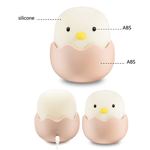 Qwifyu - Lámpara de noche con diseño de concha de huevo recargable, con forma de pollito para niñas, damas, niños, dormitorios y guarderías