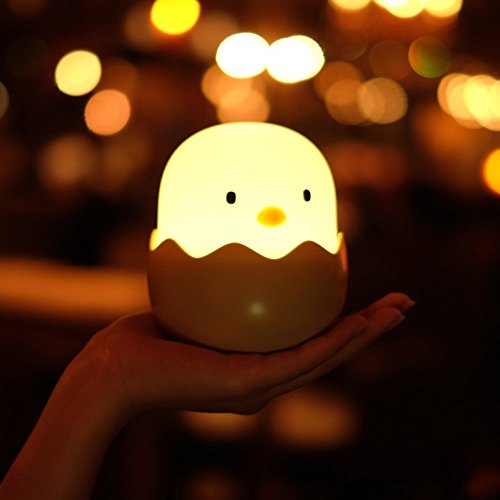 Qwifyu - Lámpara de noche con diseño de concha de huevo recargable, con forma de pollito para niñas, damas, niños, dormitorios y guarderías