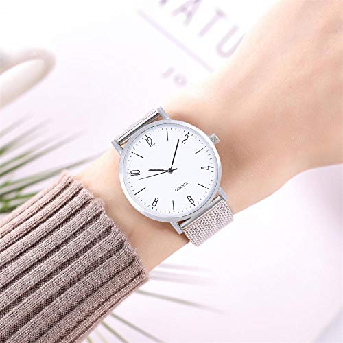 QWRjj Reloj de Pulsera Sencillo Reloj de Cuarzo para Mujer Temperamento Reloj Casual de Acero Inoxidable Modelos Femeninos-Silver_China