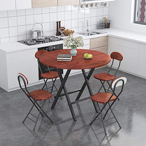 QYJ-Mesas Mesa De Comedor Redonda 4-6 Asientos Comedor De Oficina Muebles Para El Hogar Cocina Moderna De Madera Mesa Plegable (grano De Madera Oscura)