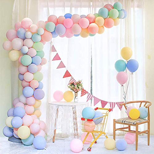 QYY 100pcs Globos Pastel Globos Macaron Pastel Color Globo de Latex para Graduaciones, Fiestas, cumpleaños, día de San Valentín, Decoraciones