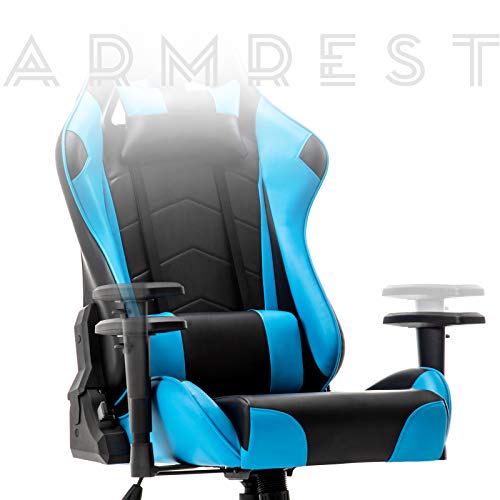 Racing Silla Gamer, IntimaTe WM Heart Silla Gaming de Ergonómica, Silla con Reposacabeza Apoyo y Cojín Lumbar, Cuero Sintético PU, para Los Jugadores de PC Gamer (Azul)