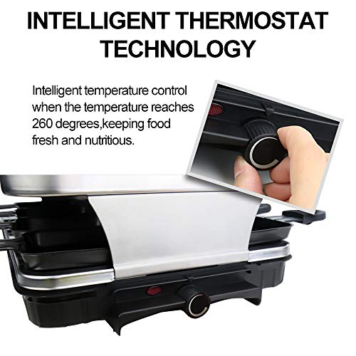 Raclette Grill con 8 Mini Sartenes Revestimiento Antiadherente Regulador de Temperatura para 8 Personas 1500W Negro