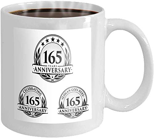 Rael Esthe Plantilla de Taza de café de 11 oz Celebrando el Aniversario Conjunto de la celebración Colección de Logotipos Dibujo Novedad Regalos de cerámica Taza de té