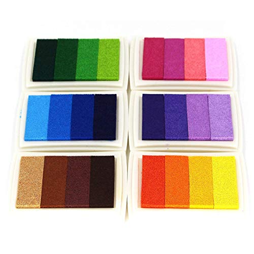 Rainbow Craft Dedo Almohadillas de tinta Sellos de flores 24 Colores de bricolaje para sello de goma Scrapbooking de bricolaje y decoración de tarjetas (6 almohadillas de tinta con 6 sellos)