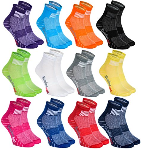 Rainbow Socks - Hombre Mujer Calcetines Deporte Colores de Algodón - 12 Pares - Multicolor - Talla 42-43