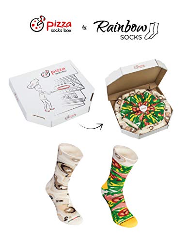 Rainbow Socks - Pizza Italiana Mujer Hombre - 4 pares de Calcetines - Tamaño 41-46