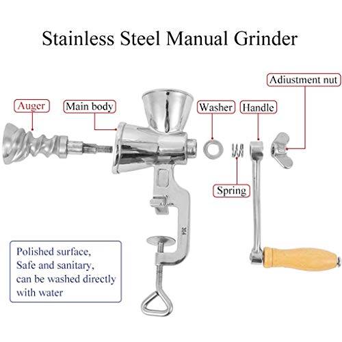 Rainbow_Road Molinillo de café manuales, Molino de Grano de manivela de Acero Inoxidable, Herramienta de molienda de Cocina casera, para Molinillo de café, maíz, arroz, Soja, Trigo, Trigo, Especias