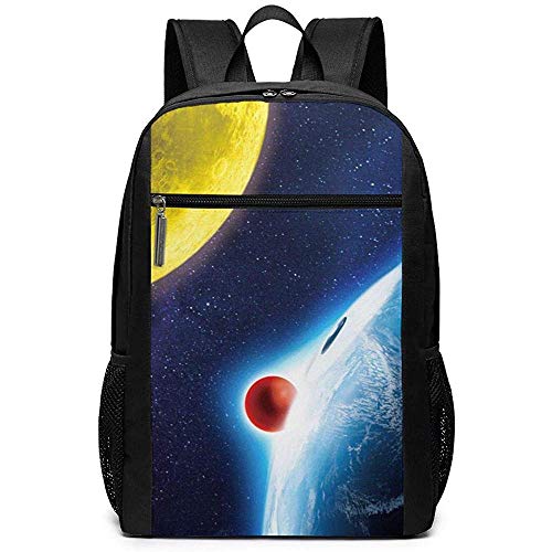 Ralapmill Moda Divertida Adulto Doraemon Tierra y Luna Impresión Computadora Mochila Negro 17