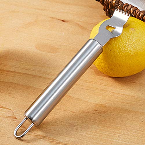 Rallador de limón de acero inoxidable, rallador naranja cítrico lima cocina fruta pelador herramienta con canal cuchillo Tamaño libre Metal Color