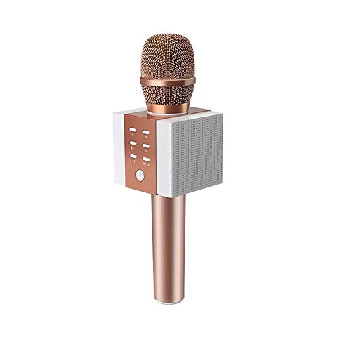 Ramingt-Home Micrófono Karaoke Altavoz Bluetooth inalámbrica Bluetooth El micrófono de Karaoke 2-en-1 de Mano Canto Grabación Reproductor portátil KTV para la Difusión (Color : Gold, Size : One Size)