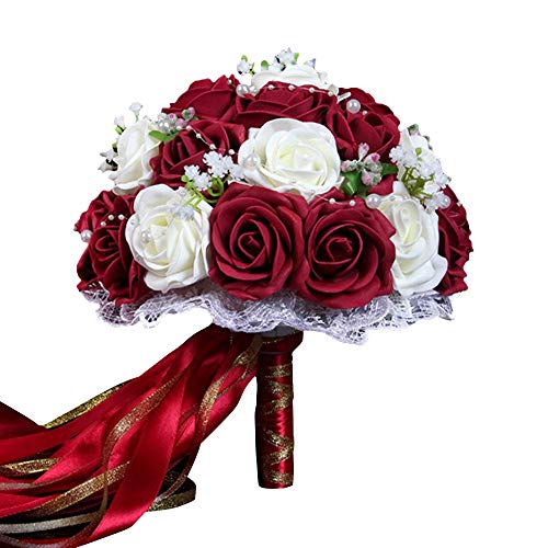 Ramo de Flores Artificiales Bouquet Nupcial de Boda Rosas Flores de Novia para Decoración Banquete de Bodas …