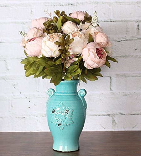 Ramo de peonías artificiales Amkun. Flores de seda para decoración del hogar o bodas, 1 unidad