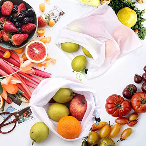 RanDal 10 Piezas De Bolsas De Productos De Malla Reutilizables Almacenamiento De Frutas Vegetales Bolsa De Supermercado - M