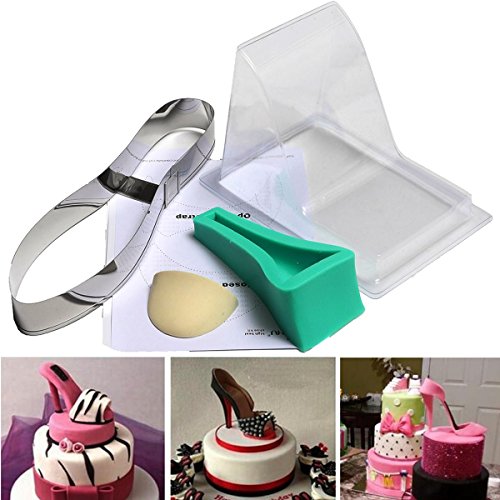 RanDal Kit De Zapato De Tacón Alto Molde De Silicona Para Fondant Molde De Plantilla Para Decoración De Pasteles De Boda Molde