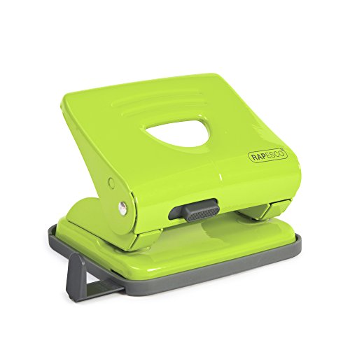 Rapesco 825 - Perforadora metálica de 2 agujeros, 25 hojas capacidad, color verde