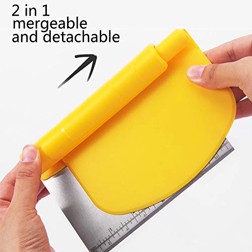 Raspador de Masa de Acero Inoxidable, Cortador para masa de pizza y repostería Rasqueta cortadora resistente profesional Rasqueta cocina para pan, postre, pasteles, repostería