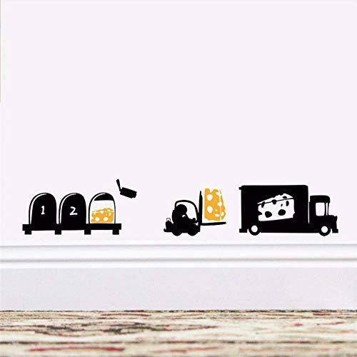 Ratón divertido Animal Cheese Food Truck Home Sticker Decoración Cocina Niños Habitación Regalo Vinyl Living Room Wall Art