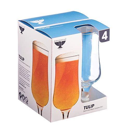 Ravenhead Tulip funda de cerveza (40 cl, 4 unidades), transparente, 40 cl