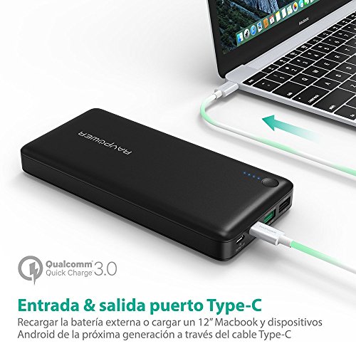 RAVPOWER Quick Charge 3.0 Bateria Externa 20100mAh Type C Carga Rápida Qualcomm Power Bank para Móvil, iPhone 7 iPhone 7 Plus, Samsung, Tablet