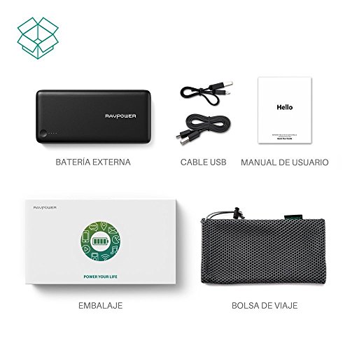 RAVPOWER Quick Charge 3.0 Bateria Externa 20100mAh Type C Carga Rápida Qualcomm Power Bank para Móvil, iPhone 7 iPhone 7 Plus, Samsung, Tablet