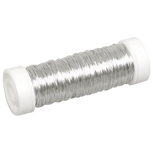 Rayher 2405522 Alambre para bisutería y Manualidades, Grosor 0,3 mm, Plateado, Longitud 50 m