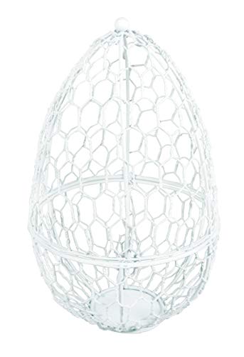 Rayher 46521105 - Huevo de alambre metálico (13 cm de diámetro, 21 cm), color blanco alabastro