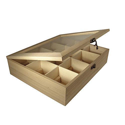 Rayher - Caja de Madera para bolsitas de té, 12 Compartimentos, 28,5 x 23,5 x 7 cm