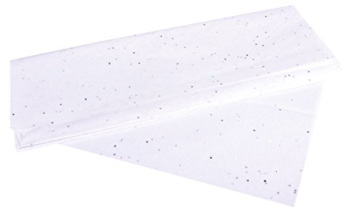 Rayher - Papel de seda con purpurina, color blanco, 50 x 75 cm