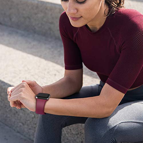 RAZAN Silicona Correa Compatible con Apple Watch 38mm 42mm 40mm 44mm,Pulseras de Repuesto de Silicona Suave para iWatch Series 6 5 4 3 2 1 (42mm/44mm M/L, Vino Rojo)