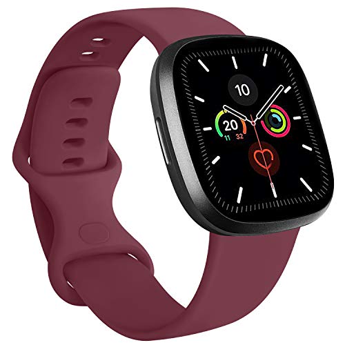 RAZAN Silicona Correa Compatible con Apple Watch 38mm 42mm 40mm 44mm,Pulseras de Repuesto de Silicona Suave para iWatch Series 6 5 4 3 2 1 (42mm/44mm M/L, Vino Rojo)