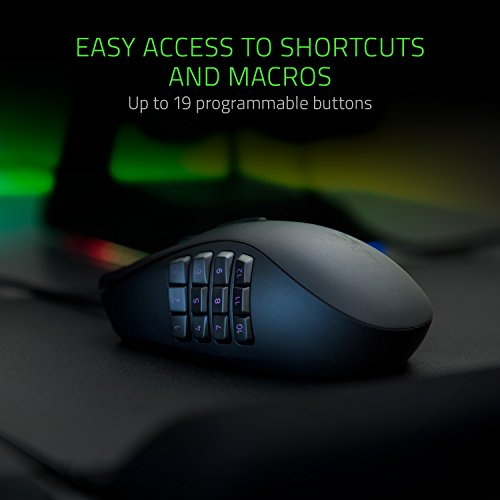 Razer Naga Trinity - Ratón para Juegos MOBA/MMO (3 Placas Laterales Intercambiables, Sensor Óptico de 5G de 16 000 PPP, hasta 19 Botones Programables), Negro