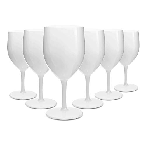 RB Copas de Vino Blanco Plástico Premium Irrompible Reutilizable 25cl, Set de 6