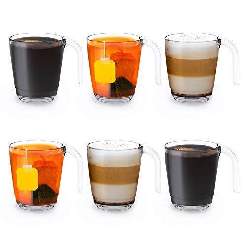 RB Taza Vasos de Te Cafe Plástico Premium Irrompible Reutilizable 30cl, Set de 6