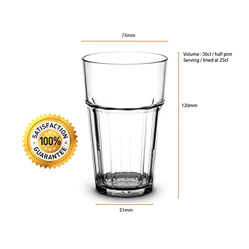 RB Vasos Apilables Plástico Premium Irrompible Reutilizable 25cl, Set de 12