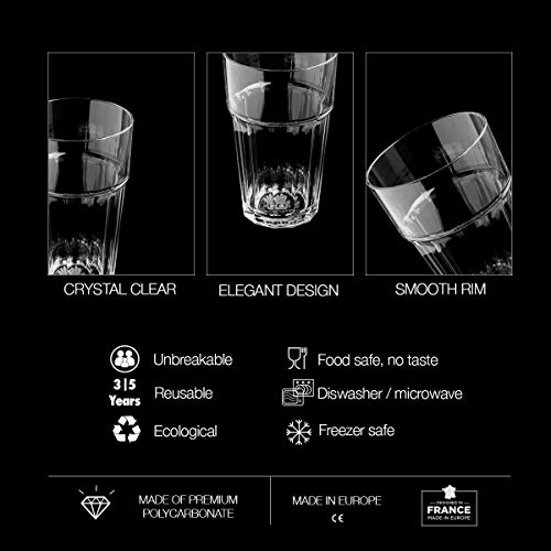 RB Vasos Apilables Plástico Premium Irrompible Reutilizable 25cl, Set de 12