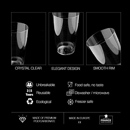 RB Vasos ECO Plástico Premium Irrompible Reutilizable 30cl, Set de 12