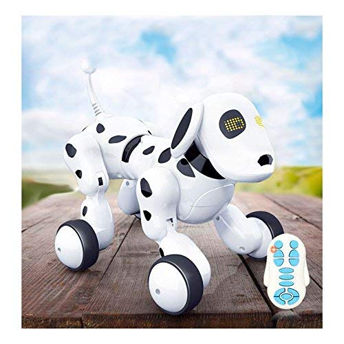 RCTecnic Perro Robot para Niños Buddy Interactivo Mascota, Sabe Cantar, Bailar y tiene Movimiento Teledirigido, Ojos con LED, Con Batería y Cable Cargador USB