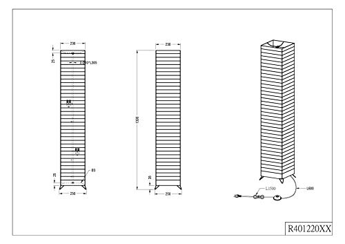 Reality Bamboo -Lampara de pie de papel blanco. Incorporado interruptor de pie. Necesarias 2 Bombillas E27 de máximo 60W excluidas., atenuación