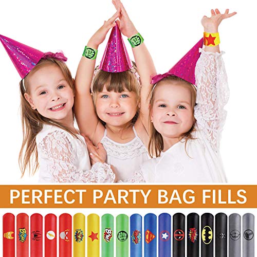 REAMOUS 36 Pcs superhéroe Slap Pulsera, Snap Pulsera, Banda de Pulsera, Fiesta Juguetes de Infantil Rellenos de Bolsa de Fiesta de cumpleaños para niños niñas