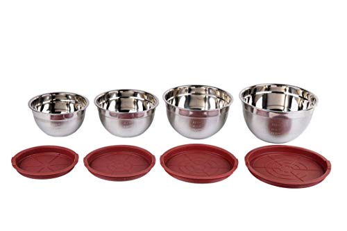 Rebajas ! Boles Acero con Tapa HERMETICA Libre DE BPA ROJA Set DE 4 .Gourmet Tools DE XSQUO