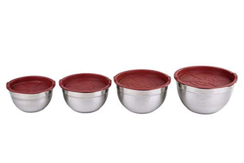 Rebajas ! Boles Acero con Tapa HERMETICA Libre DE BPA ROJA Set DE 4 .Gourmet Tools DE XSQUO