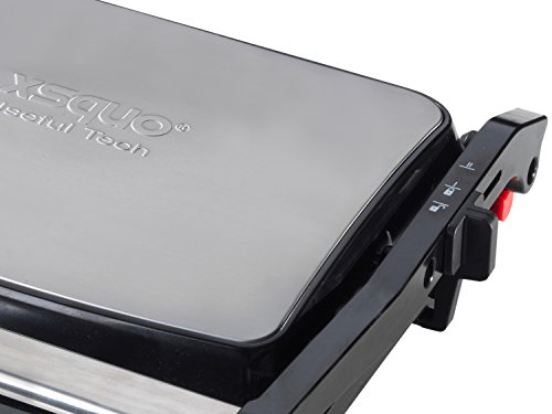 Rebajas !! PANINI Grill Parrilla ELÉCTRICA, Plancha Y SANWICHERA. PLANCHAS Anti ADHEDERNTES DE TAMAÑO 29,7 x 23,5 cm. Apertura 180º. Easy Grill Quattro DE XSQUO USFUL Tech 180º.