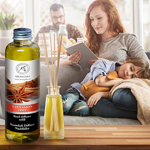 Recambio Difusor con Aceite de Canela 200ml - Aceite 100% Puro & Natural Canela - Fragancias de Duraderas - 0% Alcohol - Cocina - Hogar - Oficina - Spa - Gimnasio - Aromaterapia - Difusor