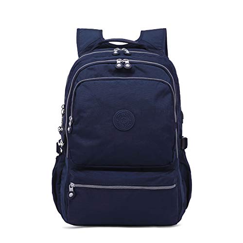 Recarga TEGAOTE 1809 Mochila Casual para Mujeres con un Puerto USB, Mochila Mochila de Viaje Resistente al Agua con Estuche antirrobo,Zafiro