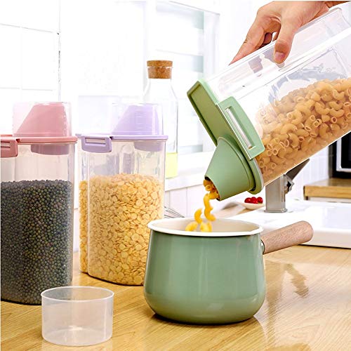 Recipiente de almacenamiento de alimentos para mascotas con taza medidora, boquilla para verter y hebillas de sellado dispensador de alimentos para perros y gatos