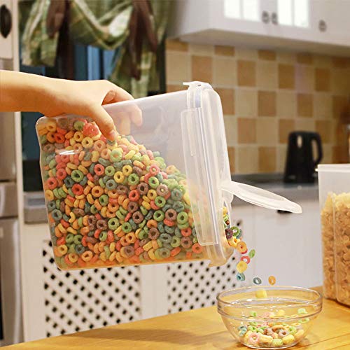 Recipiente de almacenamiento de cereales – grandes latas selladas 4L (136oz) en 2 colores, con pegatinas y cepillos, para cereales, harina, café, comida para mascotas, etc.