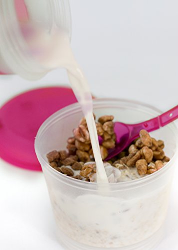 Recipiente para llevar Müsli 2 go con cuchara de Trendario, para viaje, con enfriador de leche aislador, contenedor de yogur, taza termo, caja de cereales