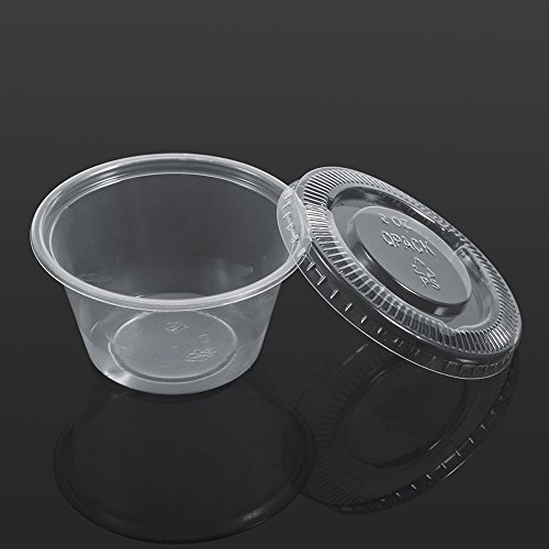 Recipientes Tazas de Salsa de Plástico con Tapas Desechables de Plástico Almacenamiento de Alimentos (2oz)